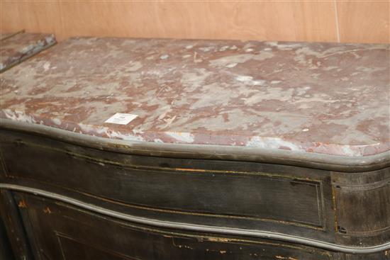 A pair of boulle style marble top cabinets W.80cm